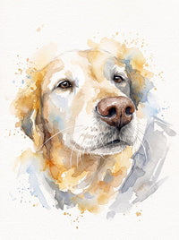 Retrato en acuarela de un golden retriever